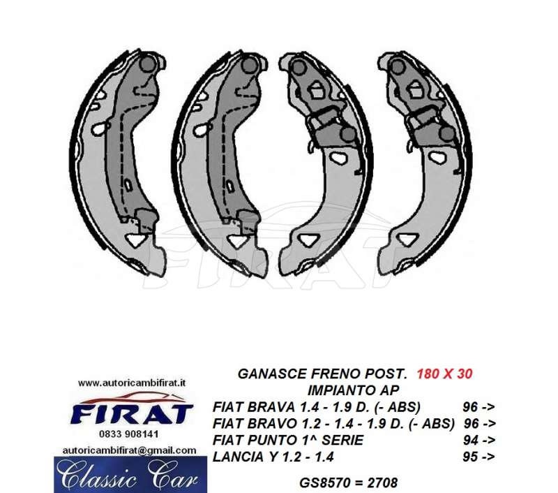 GANASCE FRENO FIAT BRAVA - BRAVO - PUNTO - Y POST. (GS9570)